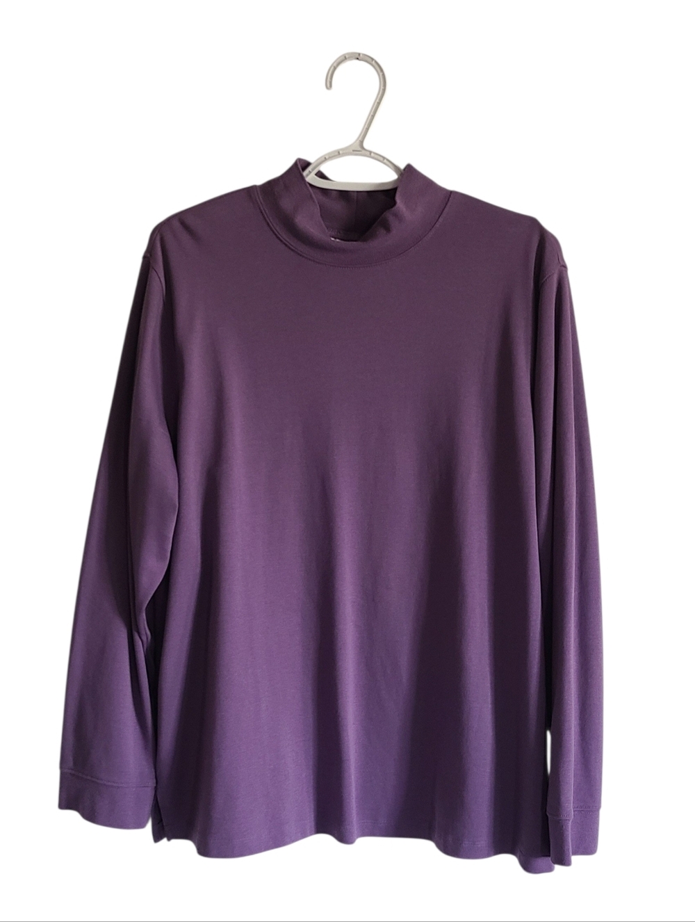 Hasting & Smith Mock Neck Long Sleeve Purple 3X Top